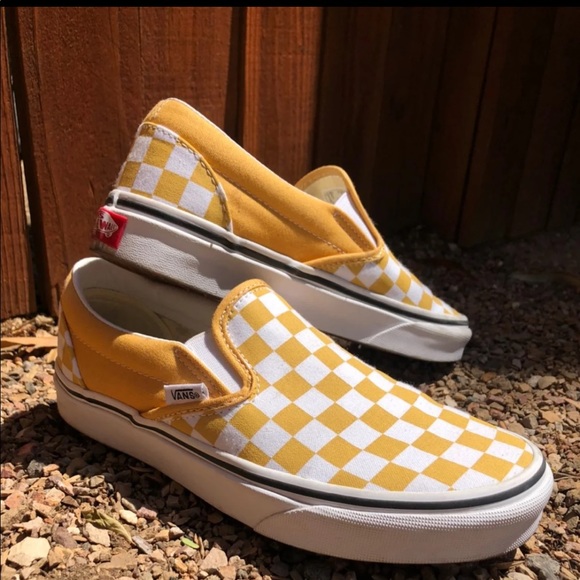 mustard yellow slip on vans